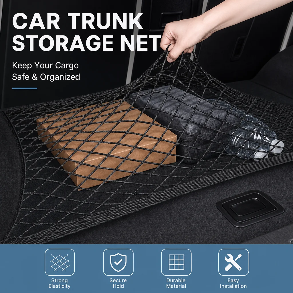 Car Trunk Cargo Securing Net For Audi A6 Elastic Stretch Mesh Pocket Bag Boot Luggage Compartment Storage