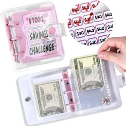 PVC Mini Money Saving Challenge Binder 1000 Dollars Loose-Leaf Notebook Cash Budget Book Envelope Wallet Money Organizer