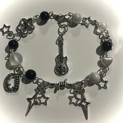 Handmade Vampire Tooth Beaded Bracelet Coquettish Gothic Skull Bracelet