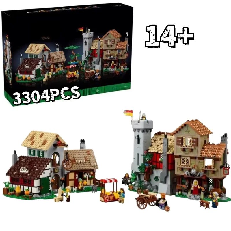 

2026NEW 10332 Creator Series Medieval Town Square Castle Town Felsa Village Architecture Manor Building Block Toy Birthday Gifts
