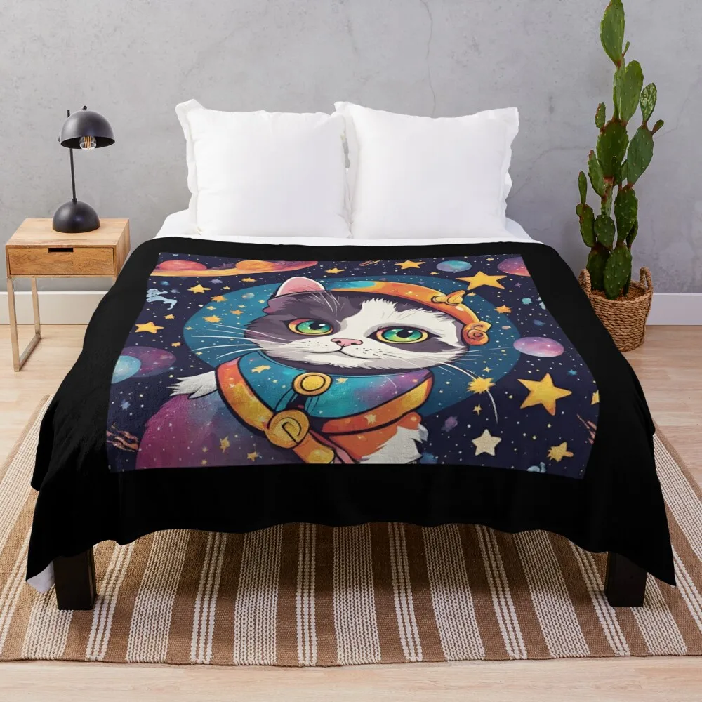 

Sweet young pirate cat with beautiful eyes Throw Blanket Decorative Sofa manga warm winter Blankets For Baby Blankets