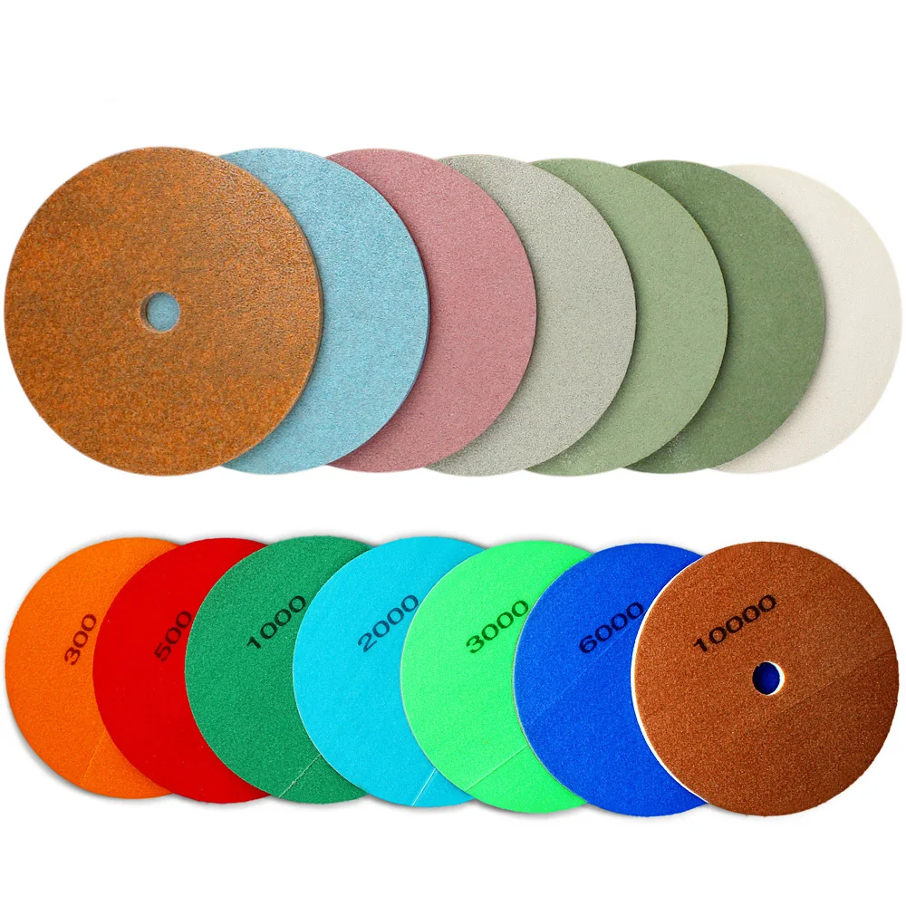 10inch Diamond Sponge Polishing Pads 7pieces Nylon Fiber Buffing Sanding Wheel Abrasive Cleaning For Artificial Stone Marble