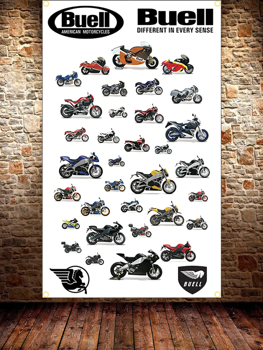 90x150CM 3X5FT Buells Racing Motorcycle Flag Polyester Printed Car Banner For Decor