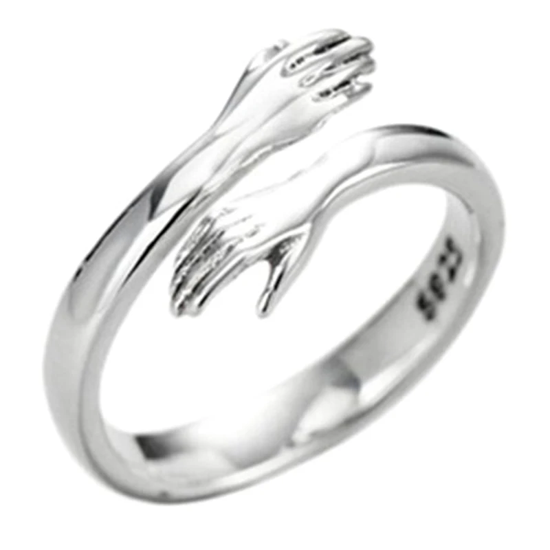 925 sterling silver jewelry love hug ring retro fashion tide flow open ring