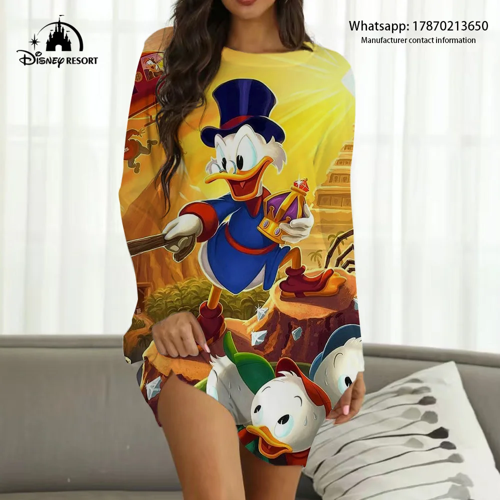 2022 Spring Autumn New Disney Brand Boho Style Mickey and Minnie Anime Print Fashion Casual Sexy Party Ladies Homewear