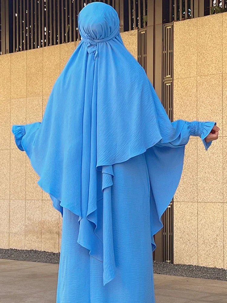 Long tiens imar 1 Couche Crêpe Hijab pour Femmes Musulmanes, Vêtements du Ramadan Islam, tiens imars, Écharpe de Prière, Niqab au Dos, Sans Robe