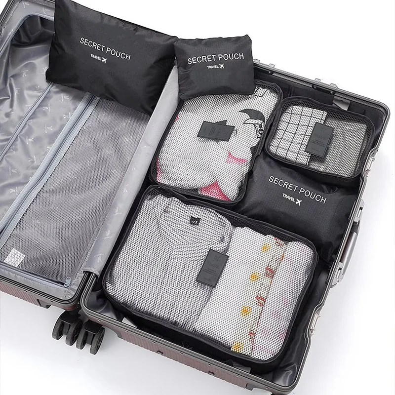 

6PCS Travel Storage Bag Large Capacity Packing Cubes Suitcase Pouch & Sorting Pouch Luggage Organizer for Clothes Underwear