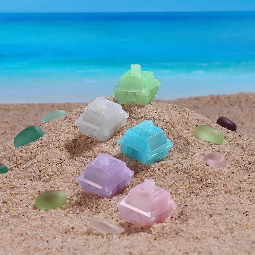 Imagen 2 del producto Interruptores de cristal de mar DUROCK, resorte de reducción de ruido de 62g, carcasa de nailon de polímero completo, interruptores de teclado lineal MX súper suaves RGB