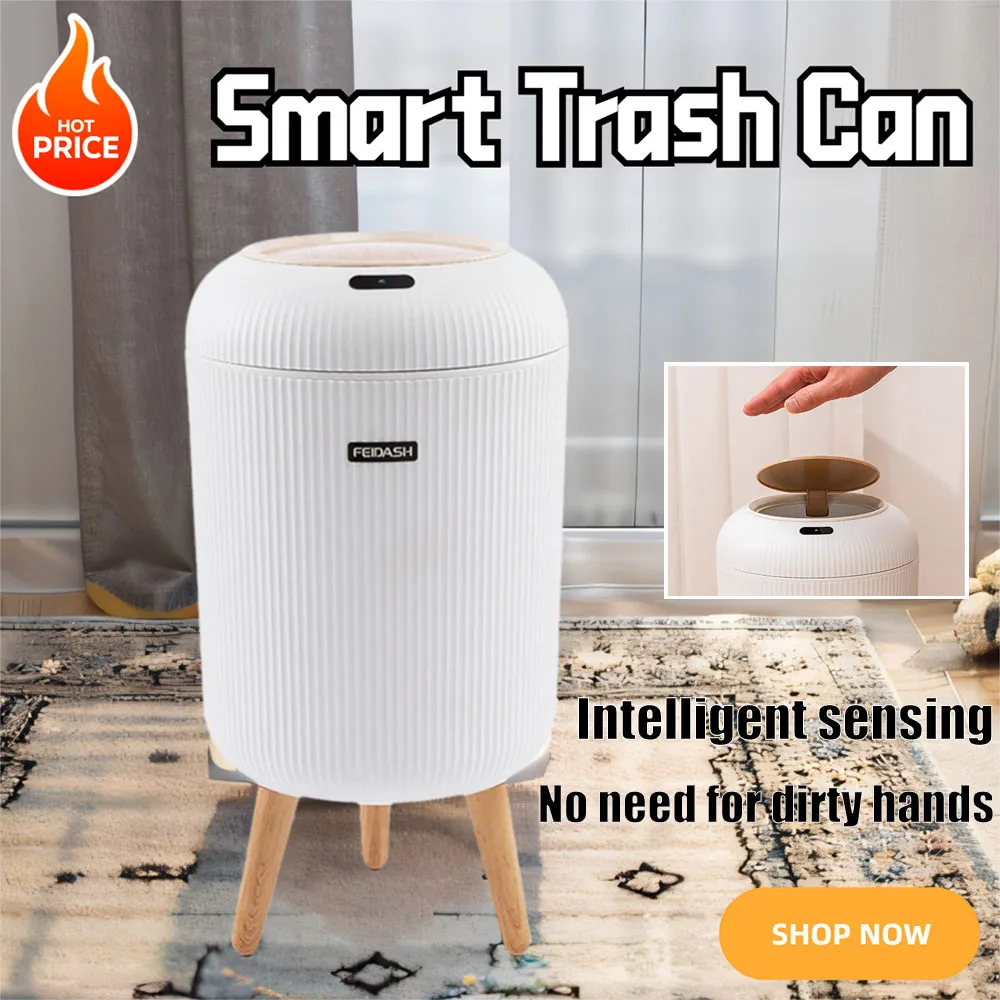 Cubo de basura automático, cubo de basura inteligente de plástico pequeño, cubo de basura eléctrico, papelera impermeable para cocina, baño, basura de reciclaje