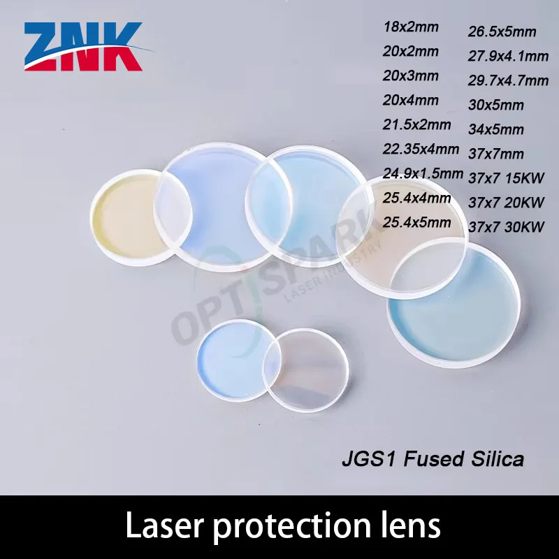 ZNK Fiber Laser Protective Windows Protective Lens Dia18/20/24.5/27.9/30 For Raytools Bodor WSX Laser Cutting Head Consumables