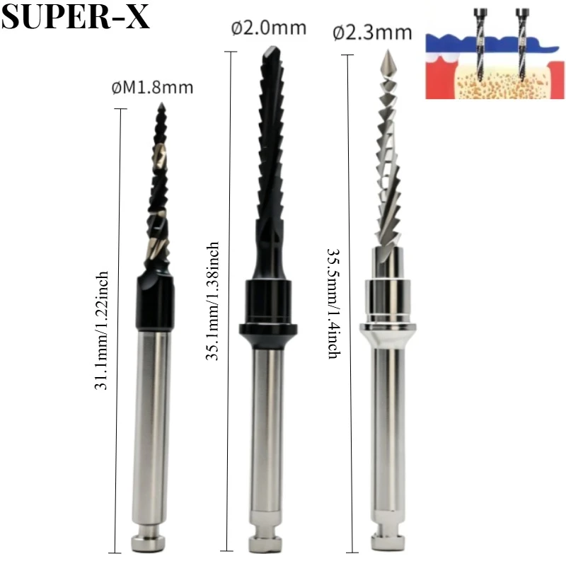 Dental Implant Surgical Drills Set Pilot Lindemann Bone Cutting Stainless Steel Oral Instrument for Dentist Implant Operation