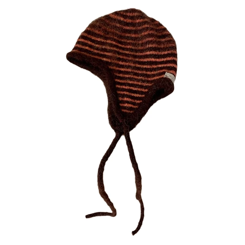 

Breathable Warm Knit Stripe Bonnet Cap Feature Ear Flap For Winter Outdoor Adventures Fashion Statements Y166