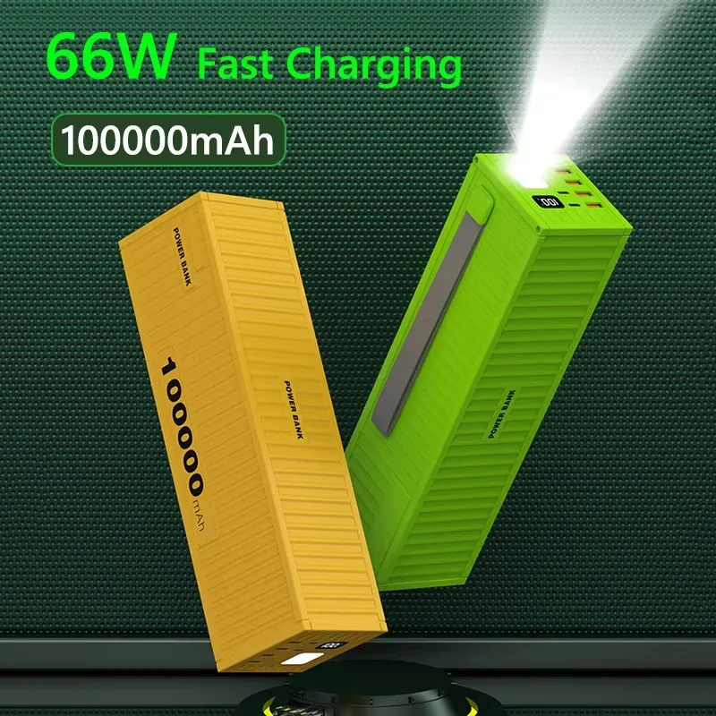 

Power Bank 100000mAh 66W Fast Charging Portable Charger Powerbank 100000 for iPhone Samsung Huawei Xiaomi External Spare Battery