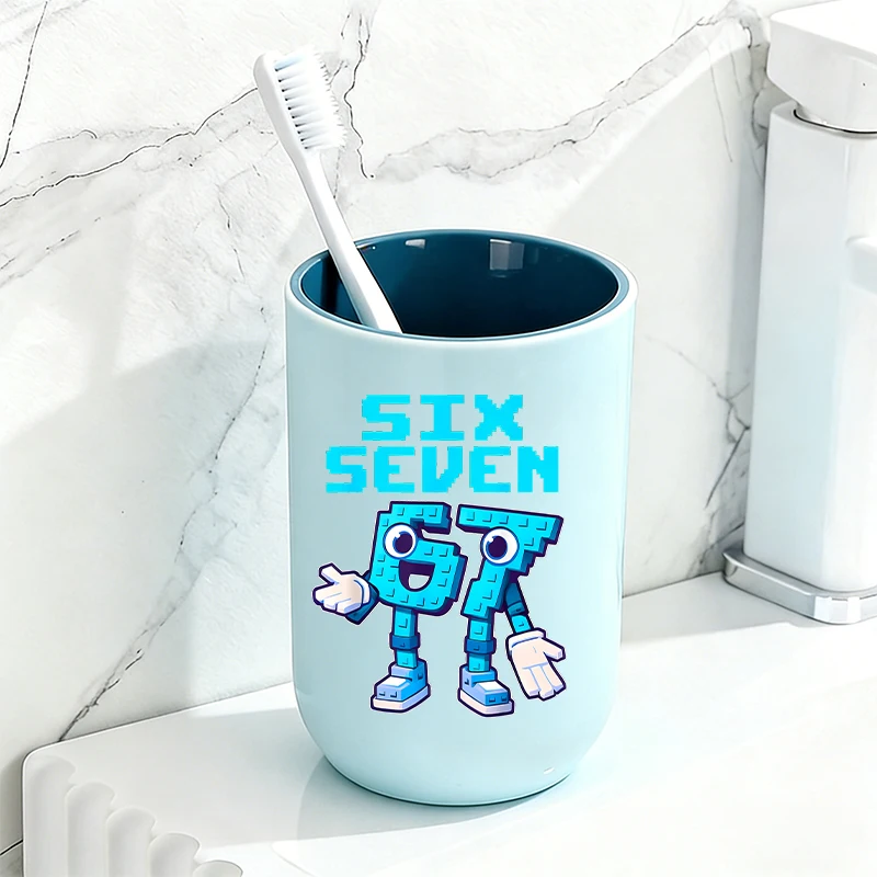 New Cartoon Funny Six Seven 67 Number Wash Tooth Cup Student Cute Mouthwash Cups Bathroom Toothbrush Tumblers Home Washing Mugs