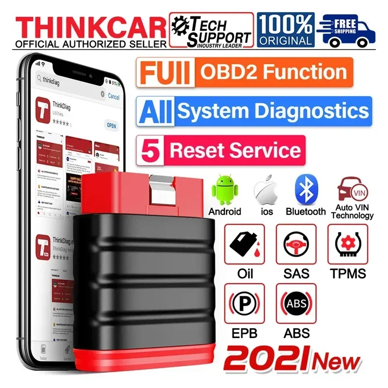 THINKCAR Thinkdiag Full System OBD2 Scanner All Car 16 Reset Service 1 Year Free OBD2 Diagnostic Tool Active Test ECU Coding Aut