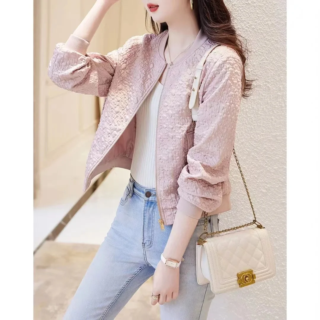 محكم Jaet ملابس خارجية عادية تخفيف Sle المرأة الكرة طوق ربيع الخريف الطبقة الخارجية ألياف البوليستر سستة إغلاق