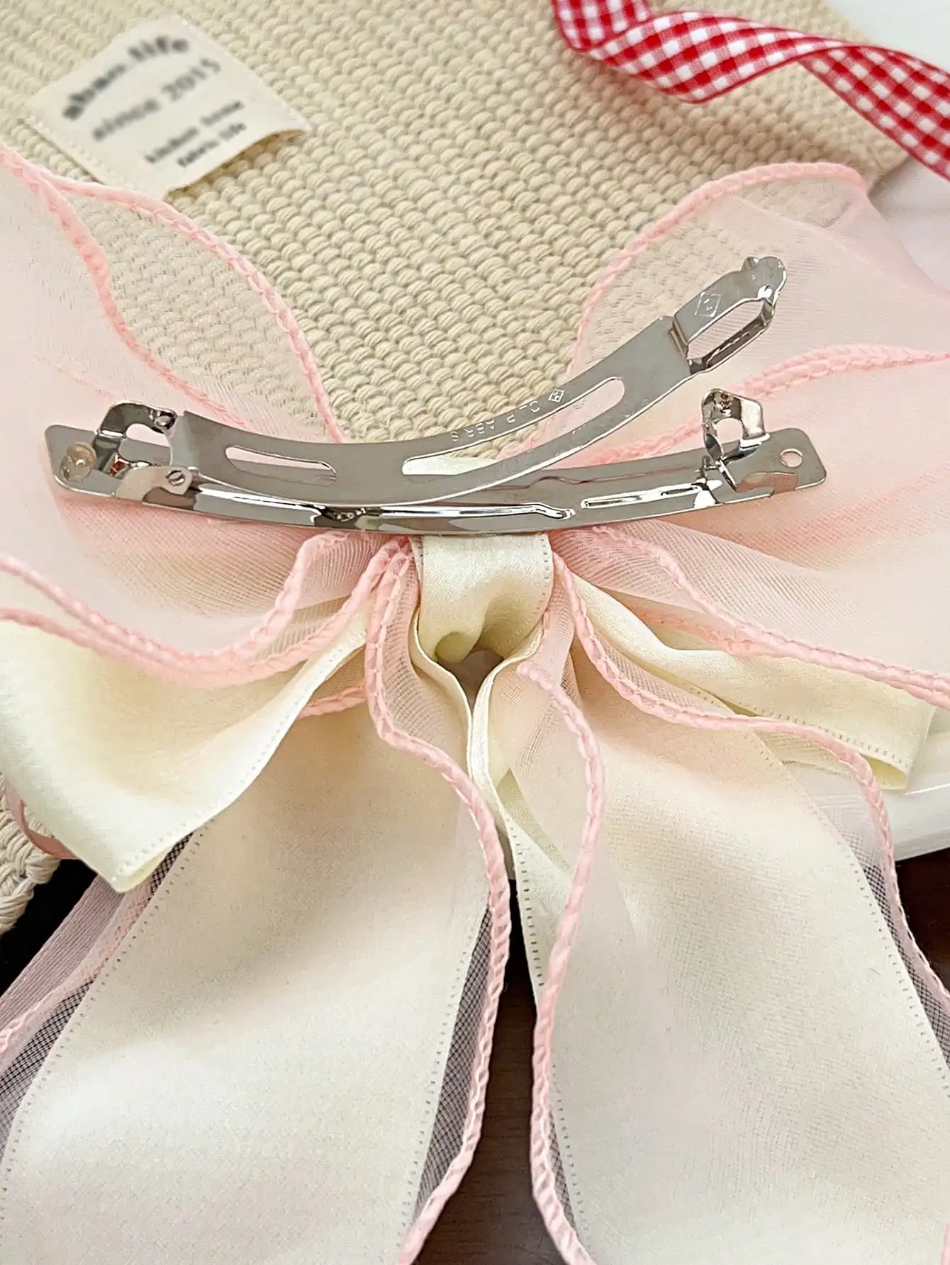 1 Uds. Cinta de lazo de encaje rosa, pinza para el pelo de primavera, pasadores de coqueta, cinta de cola larga para mujer, accesorios para Navidad, San Valentín, boda y graduación