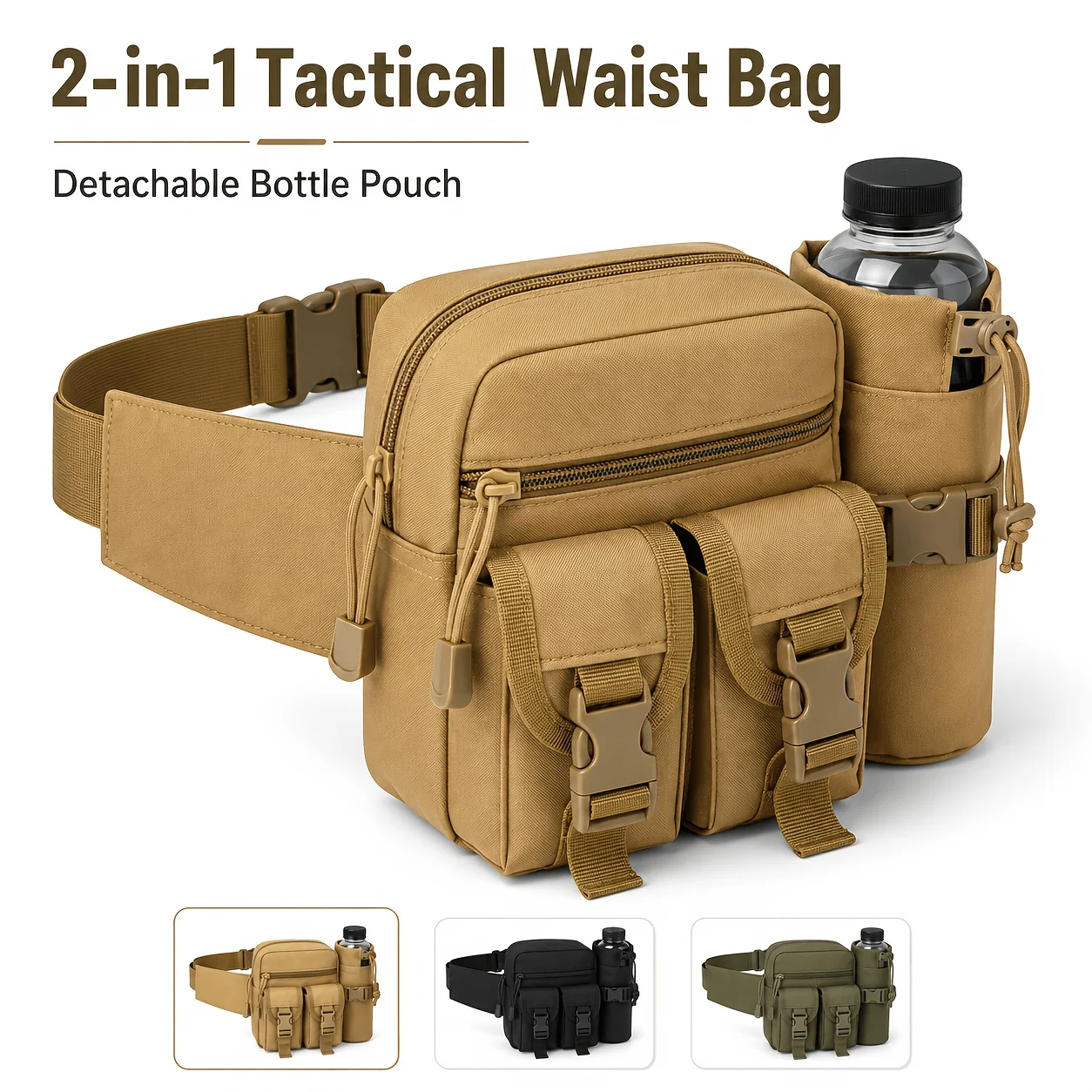 Outdoor Commuting  Tactical Waist Pack, Outdoor Hiking Tool Waist Pack, Multi-Compartment Storage Running Sports Waist Pack