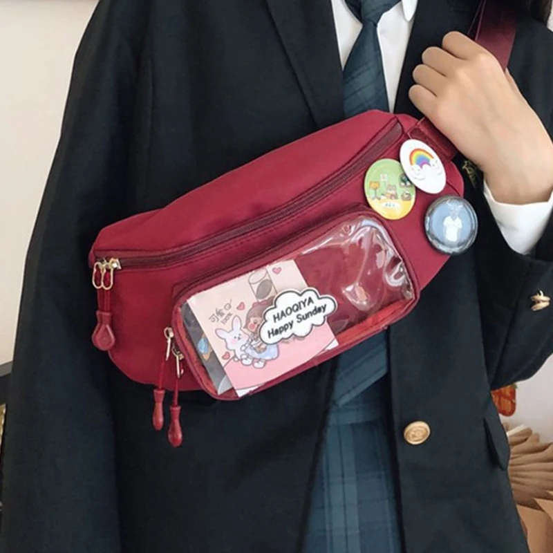 Nylonowa torebka na ramię Studencka przezroczysta torba na klatkę piersiową Animes Display Crossbody Bag