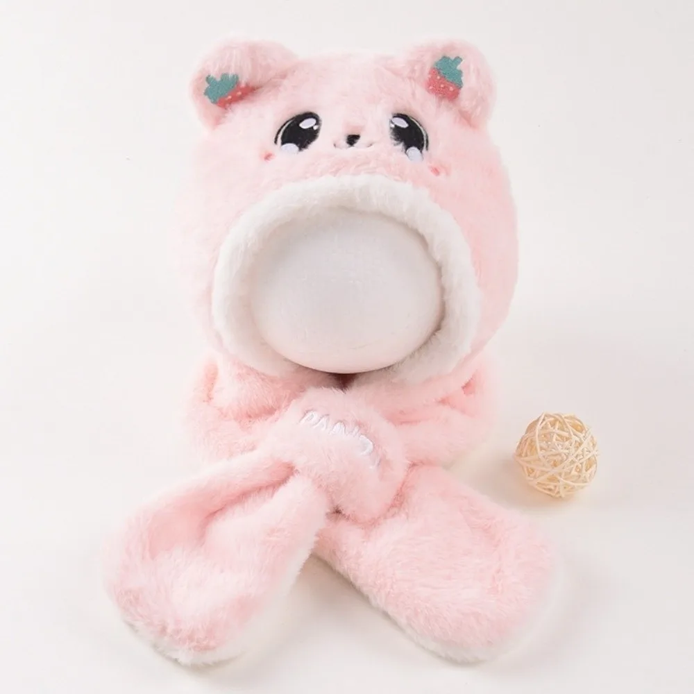 

New Integrated Hat Scarf Set Windproof Coldproof Neck Warmer Panda Warm Ear Protection Hat Kids