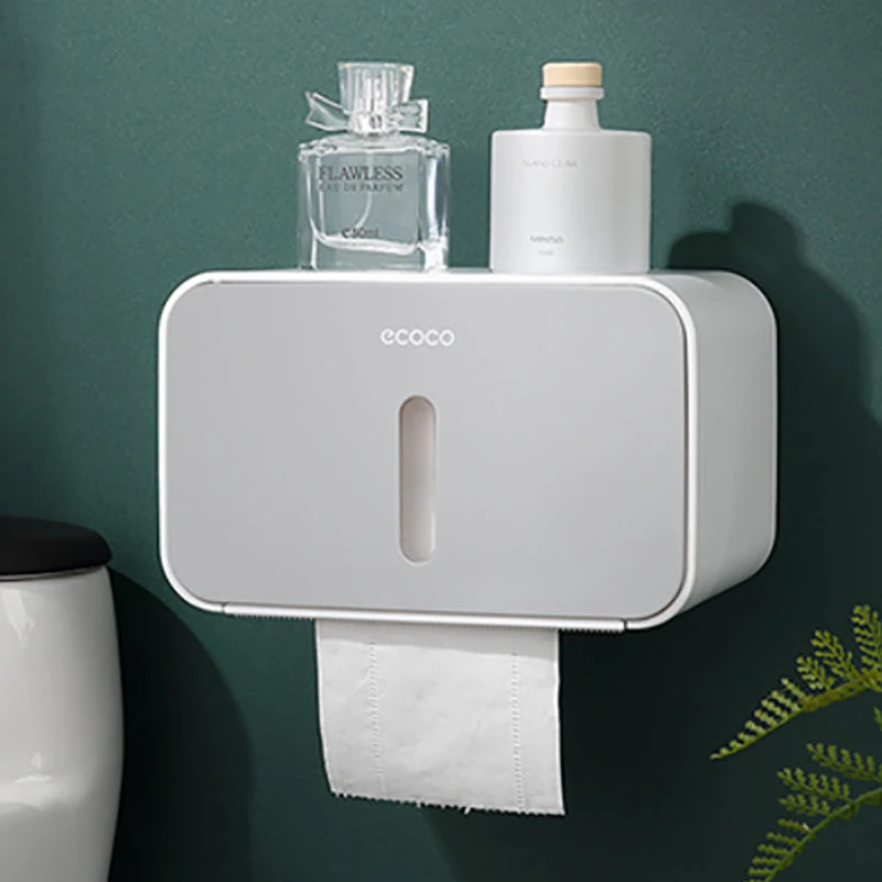 paper towel box holder waterproof Wall-Mounted Non-Punching Simple Design WC Paper Phone Holder Towel Roll shelf Accessories