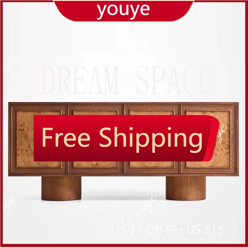 

C Средневековое дерево с узором коры, обеденный боковой шкаф из цельного дерева, французский ретро настенный шкаф, домашняя вилла, дизайнерская рекомендация