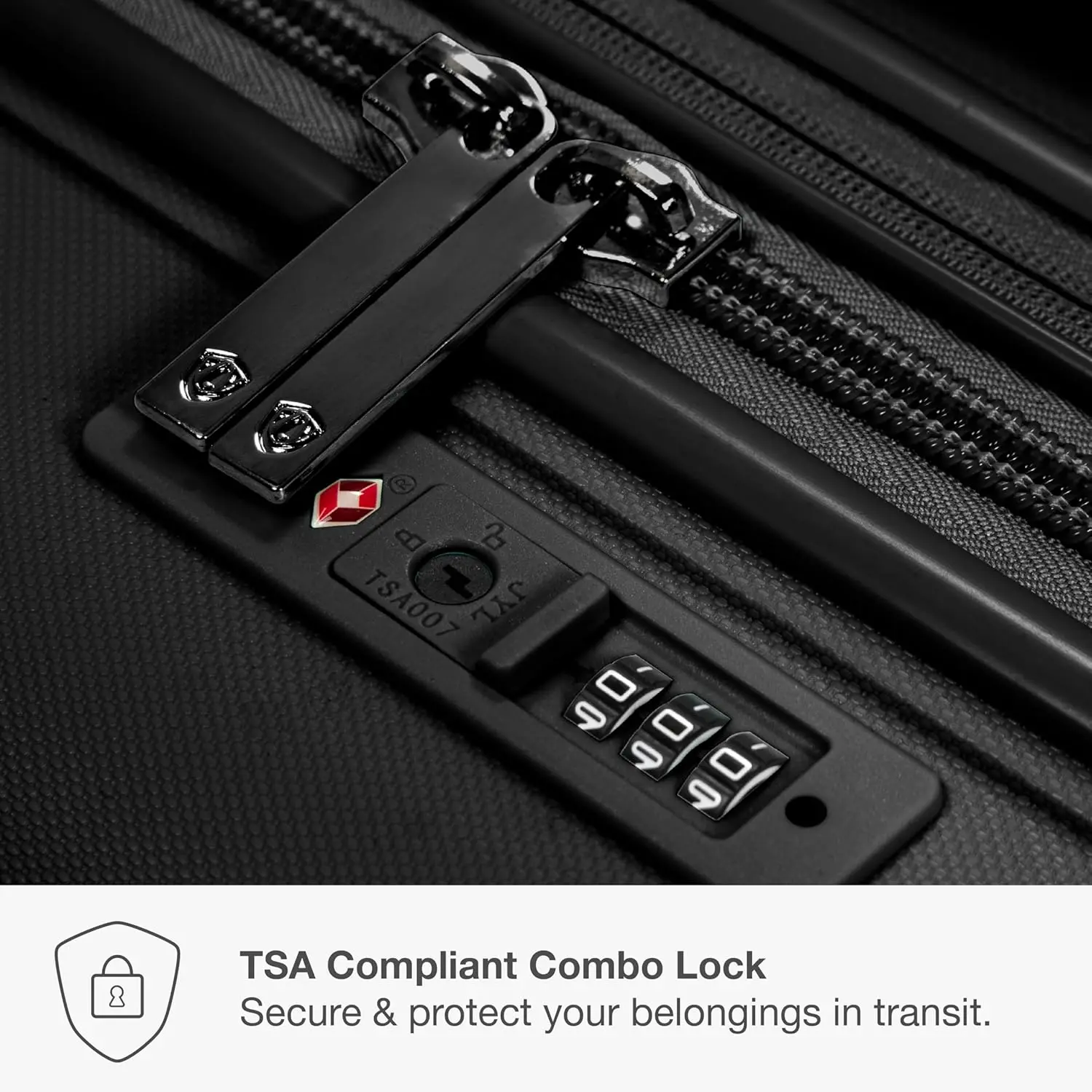 Maleta de Mano Expandible Resistente, Rígida, Negra, de 22 Pulgadas, con Candado TSA