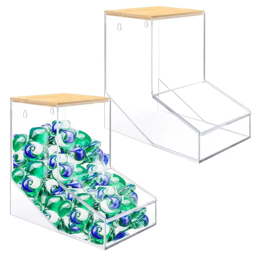 

Коробка для хранения, акриловый держатель для капсул для посудомоечной машины с 2 крышками, дозатор для порошка, сушильный шарик, бусины, контейнер для мыла для комнаты/стола W