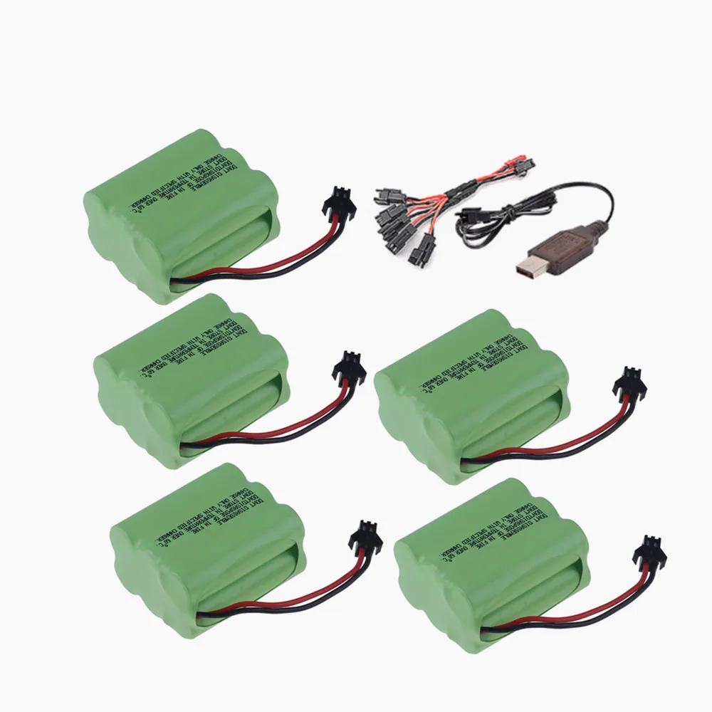 Batería AA Nimh de 7,2 v y 4500mAh, cargador de 7,2 V para juguetes Rc, coches, tanques, Robots, pistola mejorada, paquete de baterías de 3000mah y 7,2 V para barcos Rc