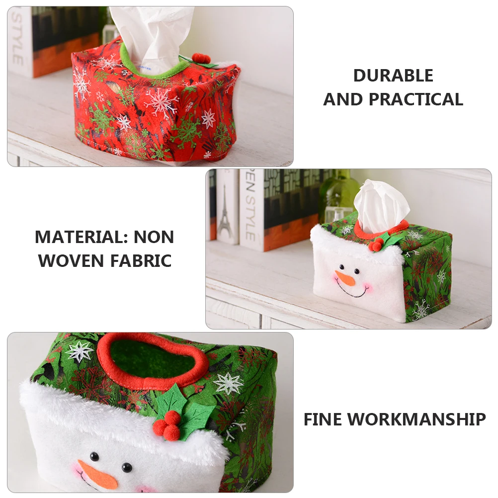 

2pcs Desktop Decorative Box Christmas Tissue Cover Home Tissue Holder Xmas Paper Towels Holder For Living Room Bedroom Shop Use