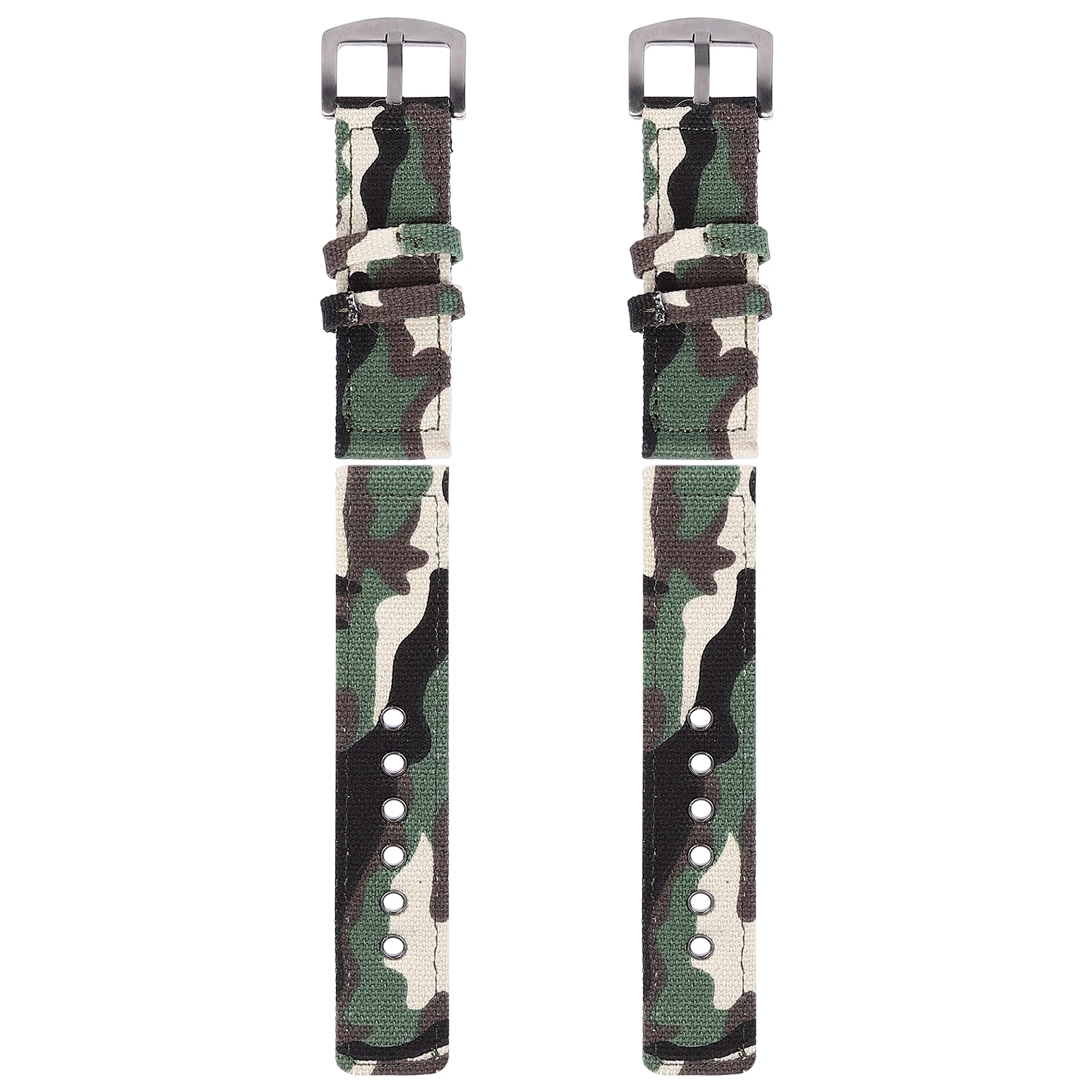 

2pcs Camouflage Canvas Watch Strap Nylon Band SkinFriendly Durable EasyToInstall Watch Accessories HighQuality Materials