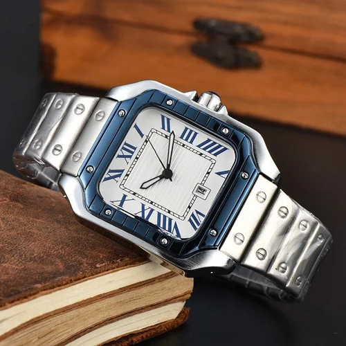 Imagen 2 del producto Reloj cronógrafo multifunción de cuarzo de lujo de 42 mm cuadrado de tres manecillas para hombre, reloj de cuarzo con calendario más vendido de alta calidad.