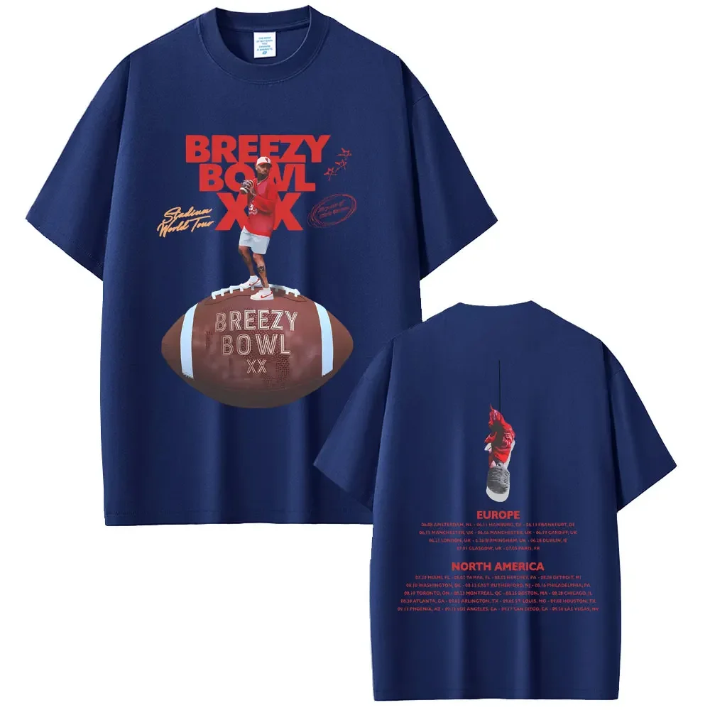 Wyprzedaż Raper Chris Brown Breezy Bowl XX Tour 2025 T-shirt Męska Moda Rap Pop Muzyka Koszulka Męska Damska Hip Hop Retro T-shirty