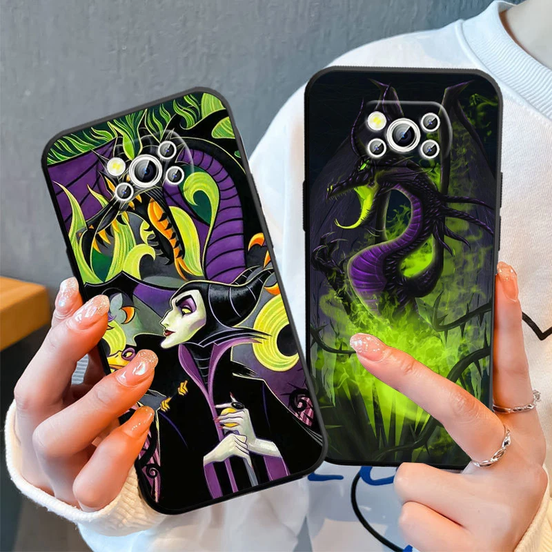 Cartoon Disney Maleficent Phone Case For Xiaomi Poco X4 X3 F4 F3 NFC M6 M5 M4 M3 GT S Pro 4G 5G Black Soft Cover