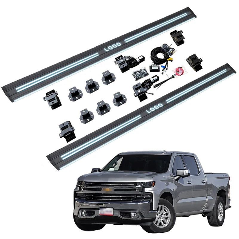 

Upgrades Electric Power Side Step Running Board Dual Lights for Chevrolet Silverado Crew Cab 2019-2025