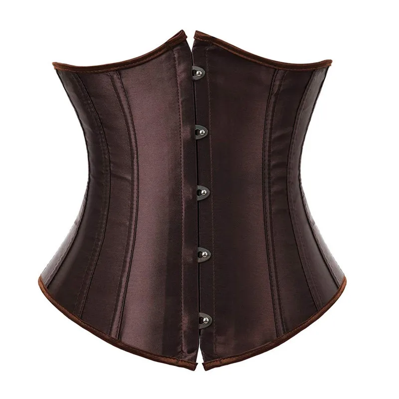 Corset Underbust Marrom Plus Size Sexy para Mulheres com Renda, Modelador Corporal, Trajes, Cinta Modeladora, Corselete Burlesco Feminino nas cores Vermelho, Preto, Azul, Rosa