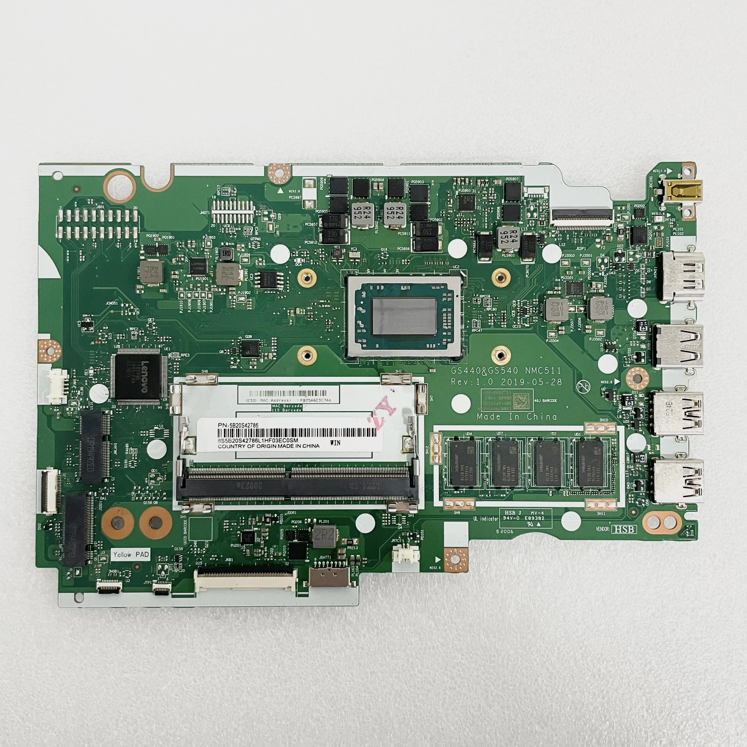 NMC511 NM-C511 メインボードレノボ S145-14API S145-15API ノートパソコンのマザーボード AMD R3 R5 R7 CPU、RAM 4 ギガバイト 100% テスト OK