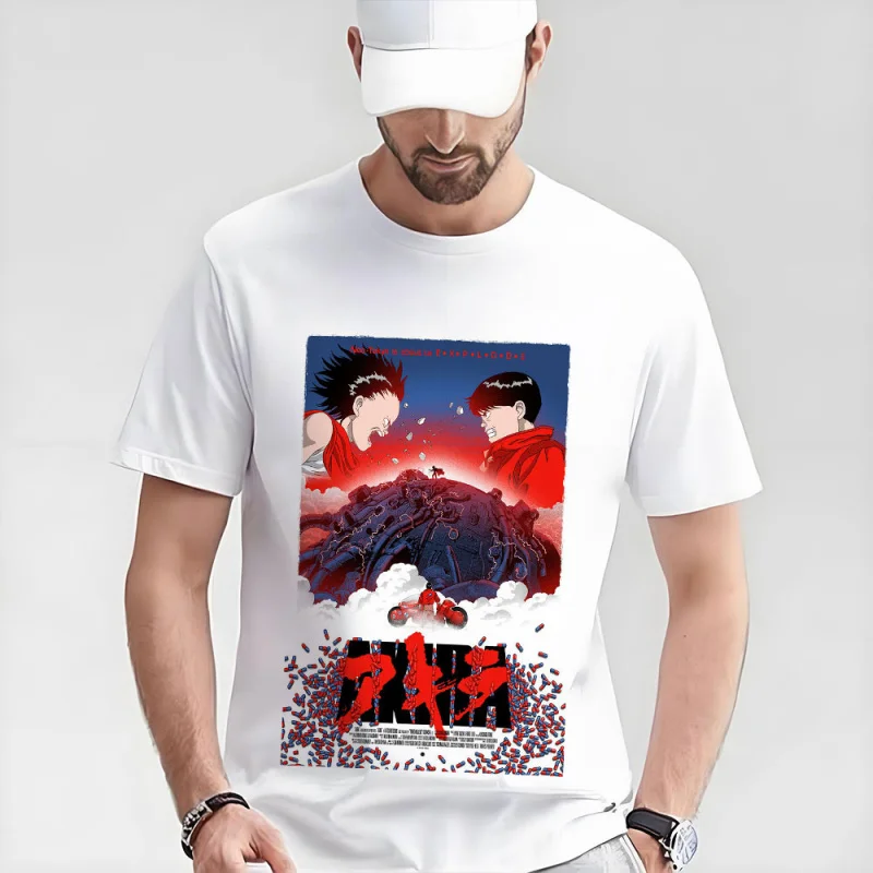 

0325 Otomo Akira Anime T Shirt Cyberpunk Manga City explosion Graphic clothes cyber mecha Neo-Tokyo Streetwear All size tops