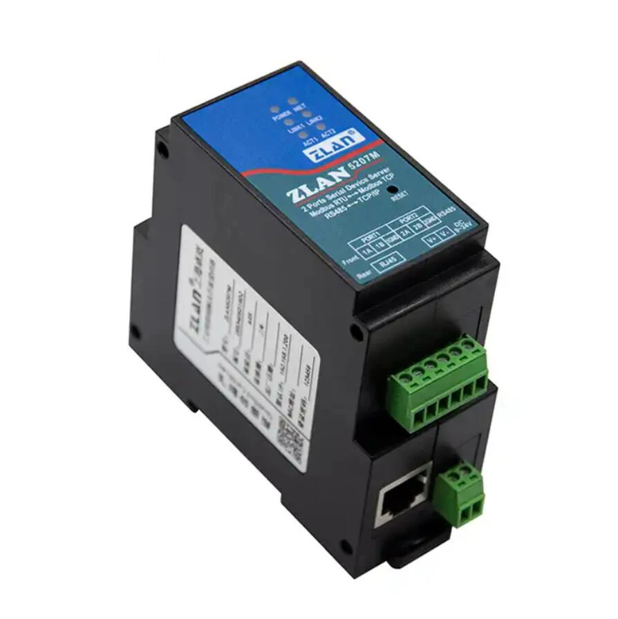 5207M 2 Ports RS485 Din-Rail Modbus Gateway MQTT Serial Server