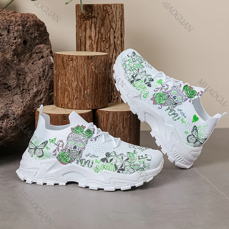 المرأة منصة أحذية رياضية 2026 ربيع الخريف موضة تنفس شبكة الدانتيل يصل مطبوعة الترفيه تنيس إسفين كعب حذاء رياضي غير رسمي #6