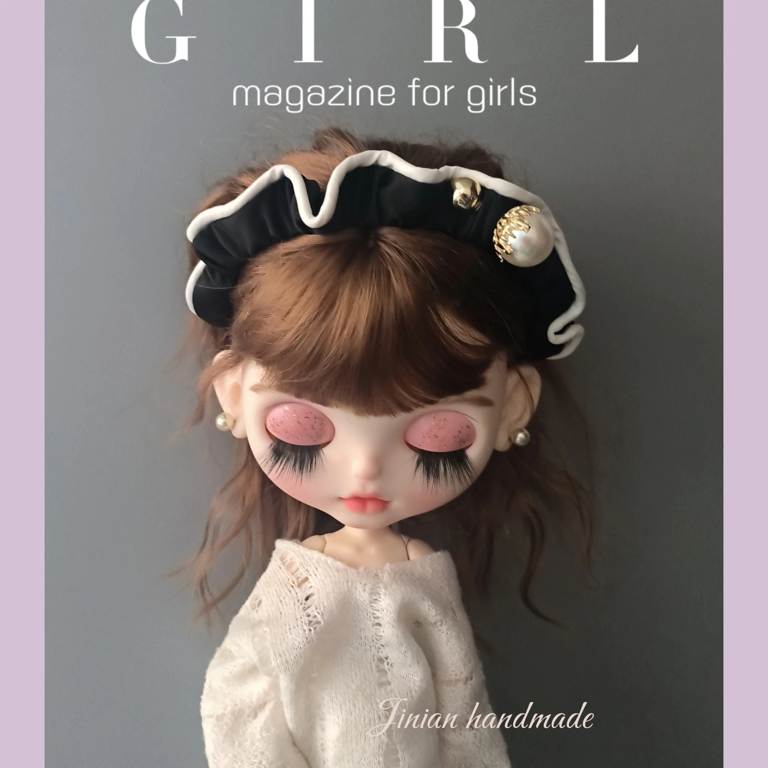 

ICY Blyth Doll Headwear Accessories Small Fragrant Style Black Pearl Hairband For 19 Joints OB24 Blyth Doll Dress Up Headdress