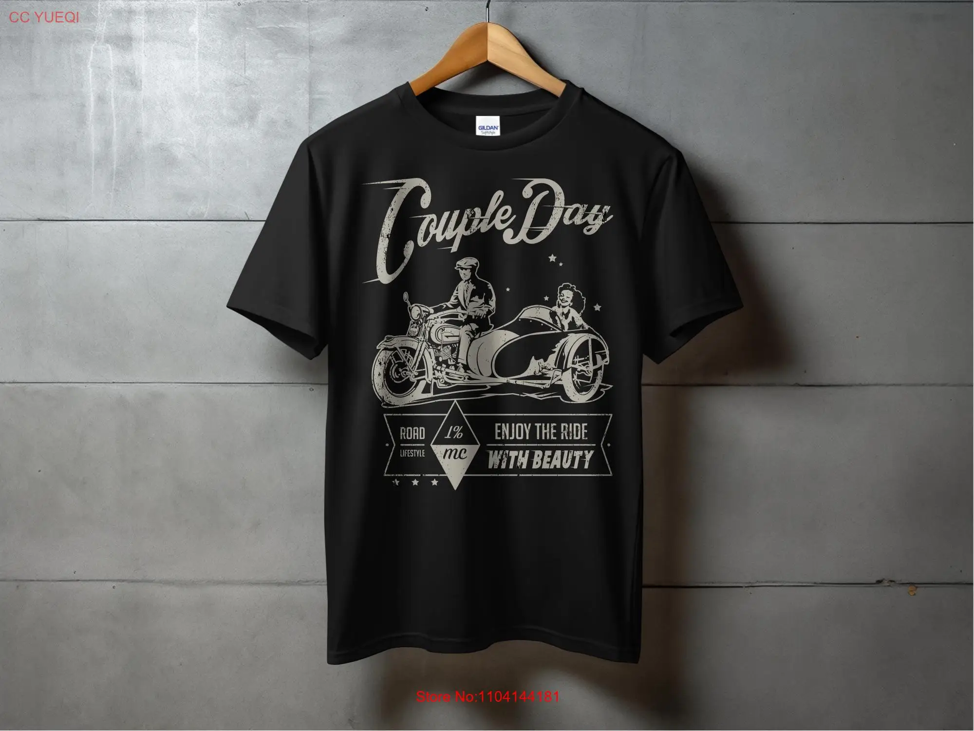 

Couple Day T Shirt Enjoy the Ride Vintage Motorcycle Print Road Lifestyle Retro Biker Design Fun Idea