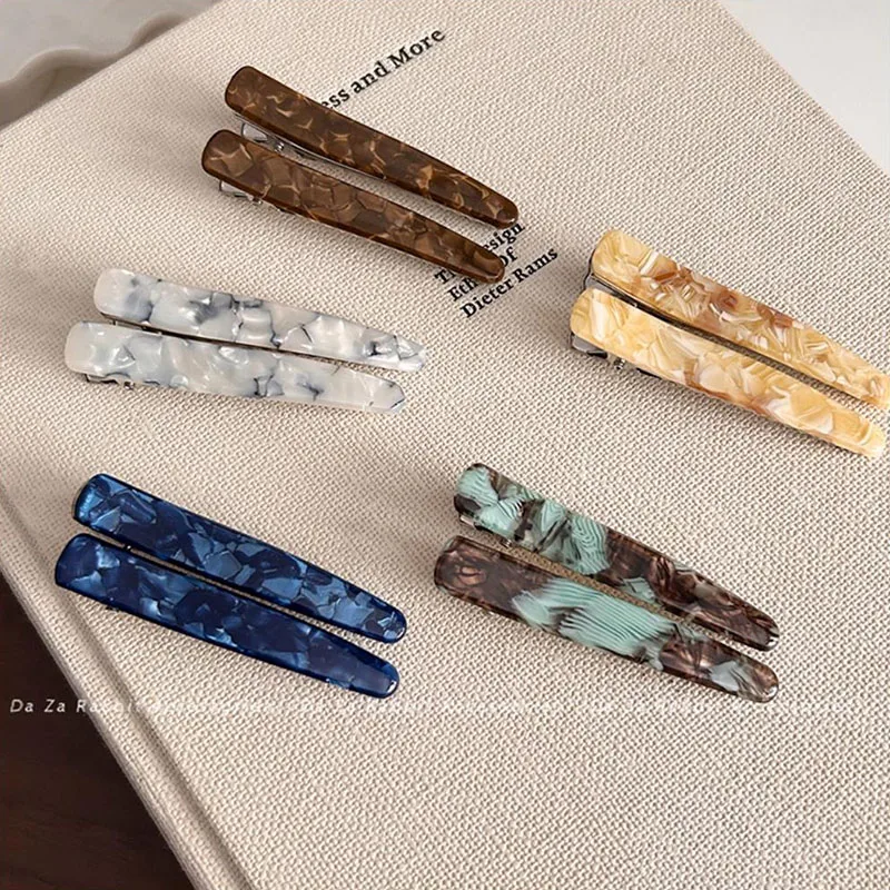 2 Stück/Set Vintage Acetat-Haarspangen mit Marmormuster für Damen, süße Haarschmuck-Haarnadeln, modische Haaraccessoires – Detail 6