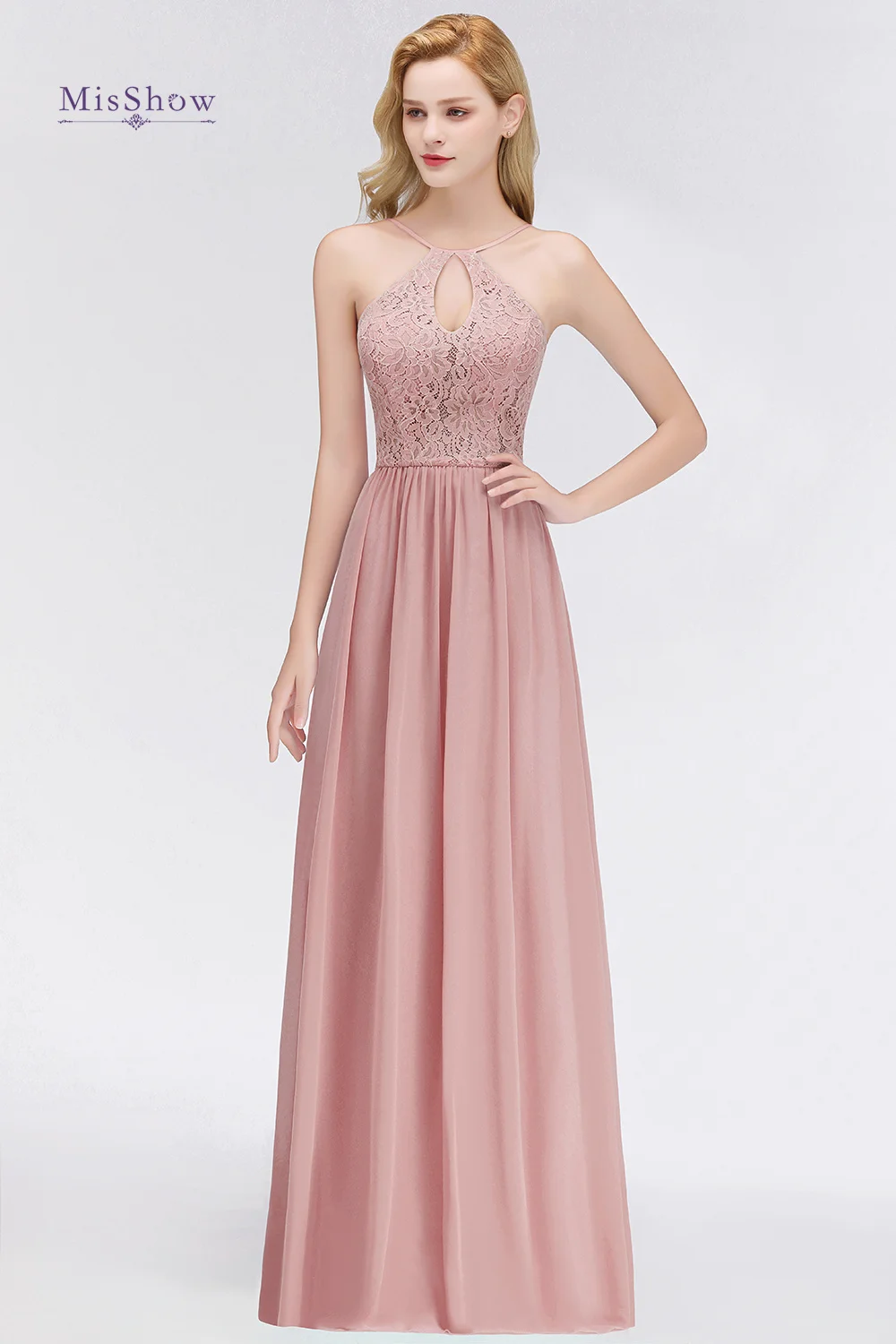 Elegant Dusty Rose Lace Bridesmaid Dresses For Wedding Guest 2023 Sexy Long Chiffon Maid of Honor Party Prom Gowns Women Gift