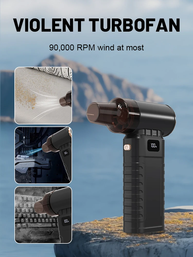 Mini Turbo Jet Fan 90000RPM Wind Speed 52m/s Brushless Motor Handheld Duct Fan High-Performance Cyclone Turbo Electric Blower