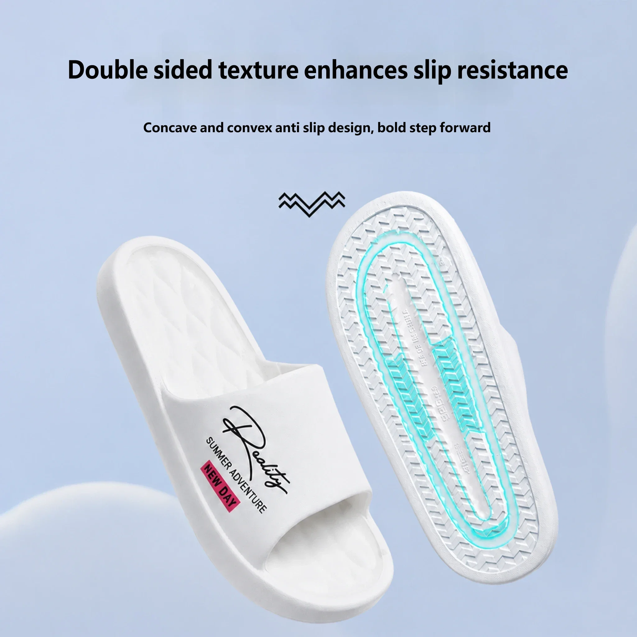 Casual Flat EVA Slide Slippers Stylish Letter Printing Lightweight Comfortable Non-slip Household Summer Slides
