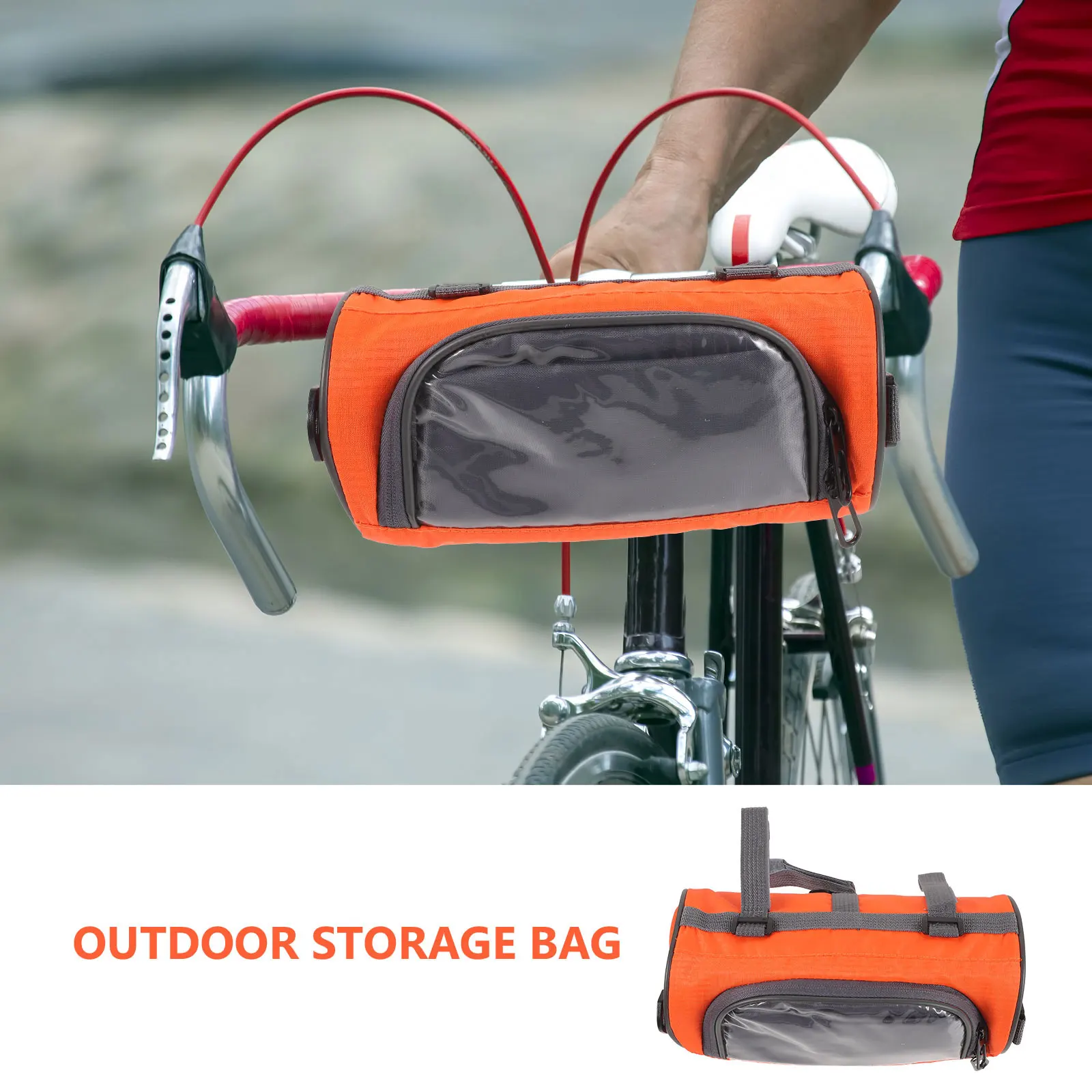 

Bike Handlebar Bag Waterproof Oxford Cloth Clear PVC Window Phone Pouch Durable Front Pack Storage