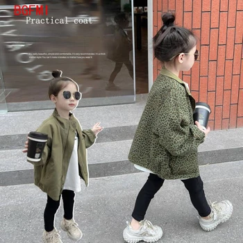 Baby Boy Girl Leopard Obustronna kurtka Wiosna Jesień Luźny płaszcz dla dzieci Długi rękaw Odzież dziecięca Moda Strój