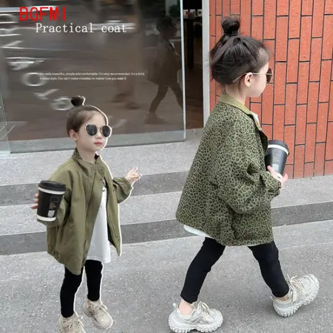 남아 여아 레오파드 양면 재킷, 용수철 가을 옷, 어린이 루즈 코트, 긴팔, 어린이 아웃웨어, 패션 복장 Best5
