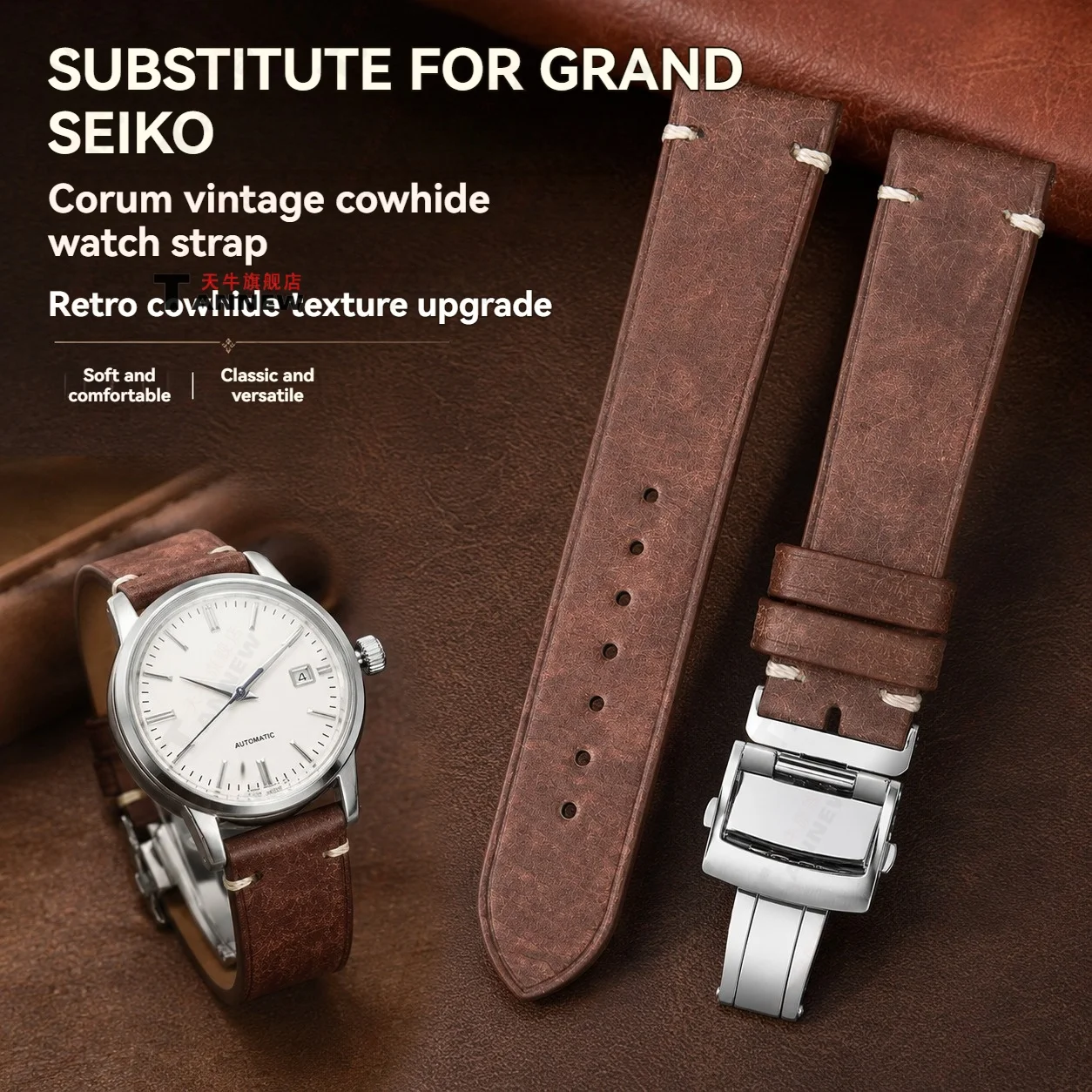 For Grand Seiko Heritage Collection SBGA407G, Genuine Blue Alligator Leather Strap 19mm 20mm, Replacement Watch Band for GS